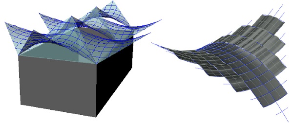 Figure 1a: Conceptual roof design | Figure 1b: Curved thin glass cladding