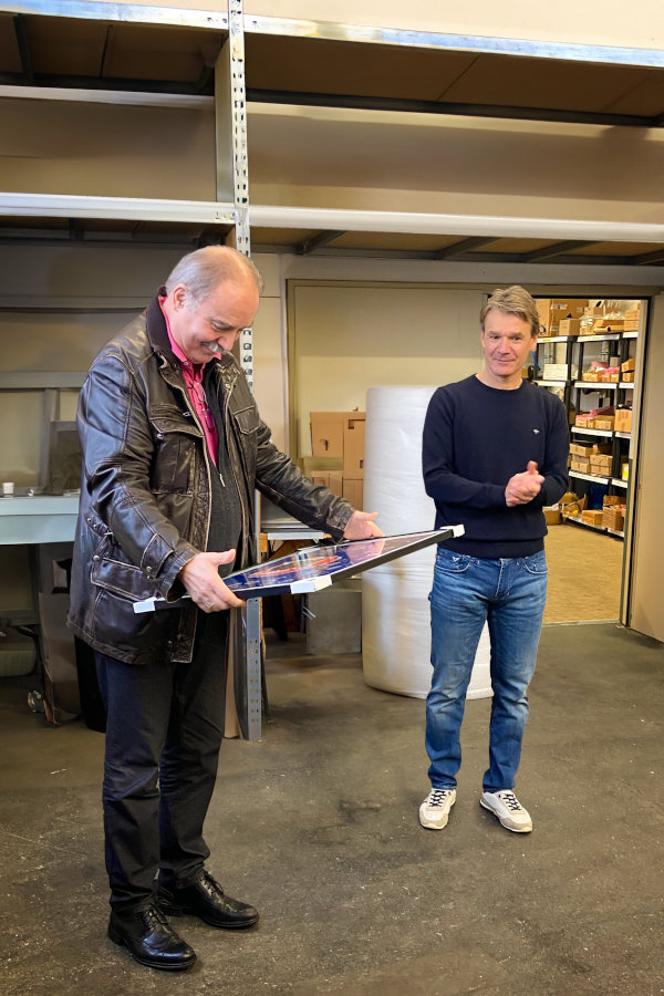  Mr. Rainer Feuster, formerly Vice President Sales, and Mr. Kai Vogel, CEO and owner, at Viprotron Headquarters at Rainers retirement celebration