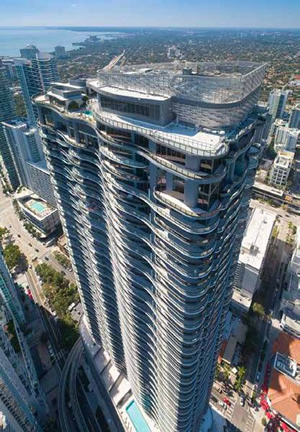 The 64 story Brickell Flatiron is now Miami’s tallest condominium. Image © Golden Dusk Photography