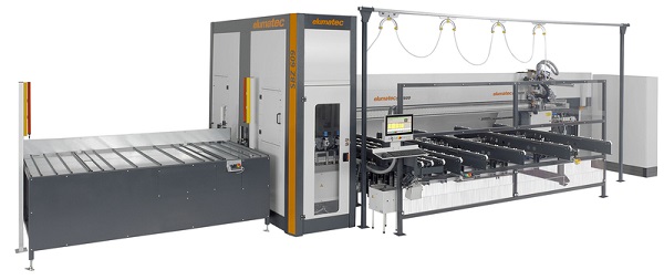 Downstream PVC centre SBZ 609: A fast downstream centre for reinforcement screw driving, drilling and routing cut-to-length profiles for window, door and curtain wall manufacturing. Image copyright: elumatec AG, Mühlacker
