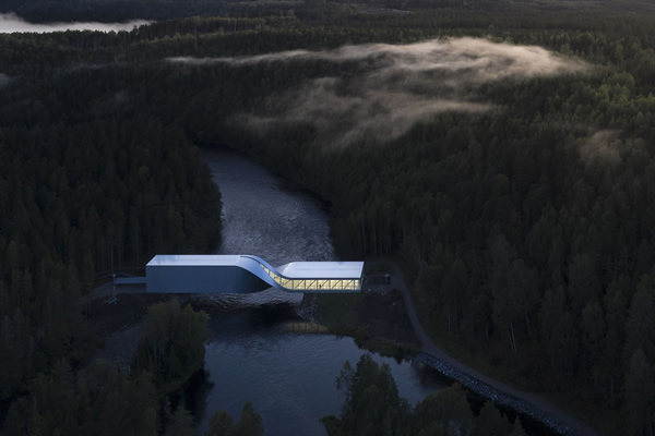 With a 90° cylindrical curve The Twist has caused a stir in the Norwegian town of Jevnaker near Oslo. The glass was supplied by Saint-Gobain Glassolutions. The glass façade was realised as a “structural glazing” façade. Photo: Laurian Ghinitoiu