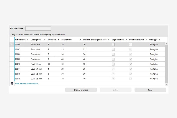 Image 3: In the item management system, recurring glass products from the range can be saved and are therefore accessible for follow-up orders.