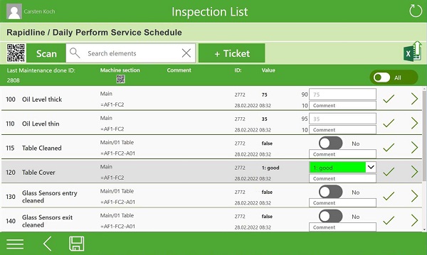Image 2: The app stores all the required maintenance for the company’s machines and technical systems – from cutting tables to air conditioning systems. The overview of deadlines and tasks can be accessed from anywhere and the associated documents can also be viewed directly in the app.