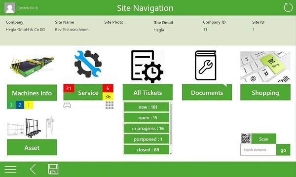 Image 3: The special maintenance functionality is the part of the Shop-Floor Assistant app, which can be used to identify glass, organise the shipment process, and much more besides.