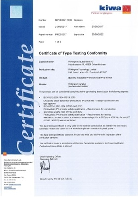 Pilkington Sunplus™ BIPV powered by Solaria receives IEC Certification