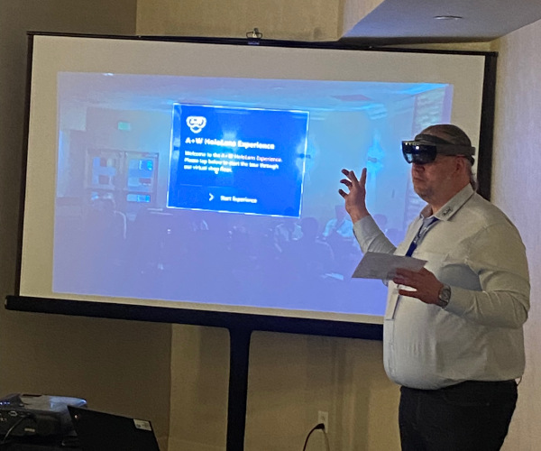 Sebastian Dick, A+W's Manager of Clarity Innovation, demonstrates the potential of Augmented Reality on the shop floor.