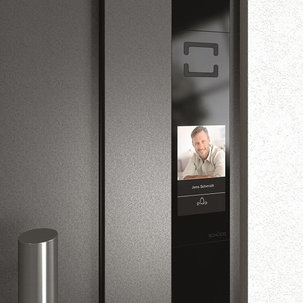 Picture credits: Schüco International KG The DCS (Door Control System) Touch Display is installed flush in the door profile and combines all door communication and access control functions.