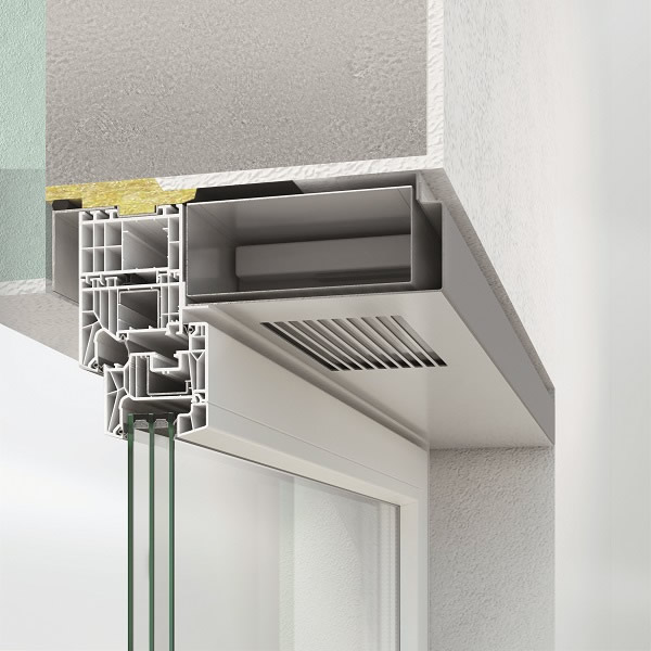 Schüco VentoTherm is a ventilation and extraction system integrated in the window, with heat recovery.