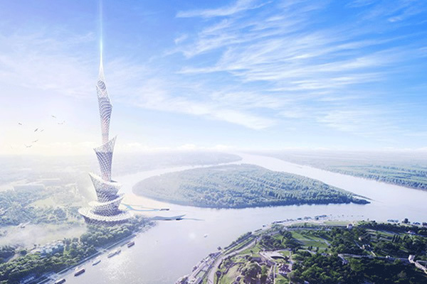 Rendering of Dubai 3D printed skyscraper by Aleksandar Grusanovic