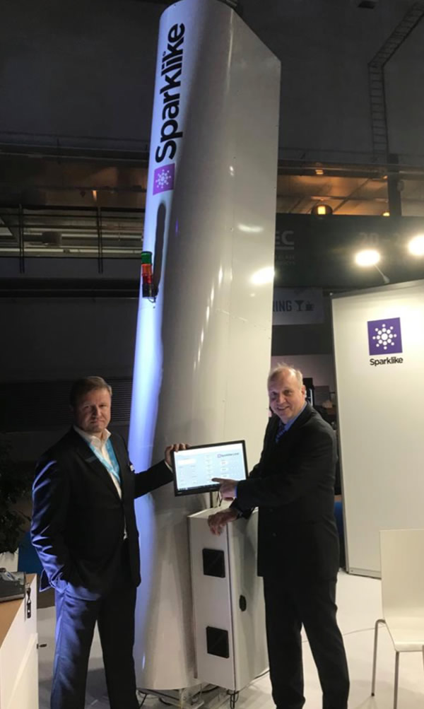 Jorma Vitkala, Originator and Chairman of GPD discovering Sparklike Online™ with Sparklike's Director for Line Integrated Solutions, Mr. Mauri Saksala