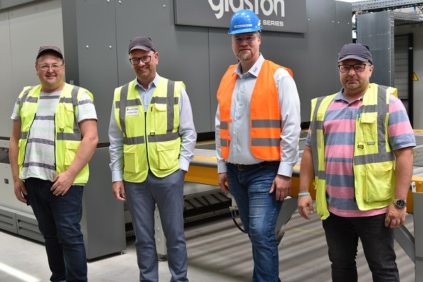 Proud of the successful project implementation – from left: Markus Wellisch, Production Manager and Project Manager for GVG Deggendorf; Andreas Fink, Managing Director GVG Deggendorf; Sebastian Dick, Project Manager A+W; Andreas Stern, Manager of Inside Sales for GVG Deggendorf.
