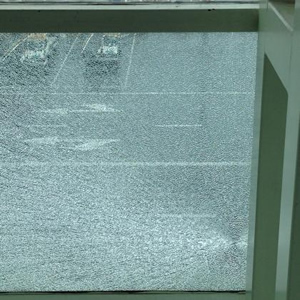 A window at Shenzen Airport, China, which has broken due to an NiS stone. Picture:Giorgio Marfella