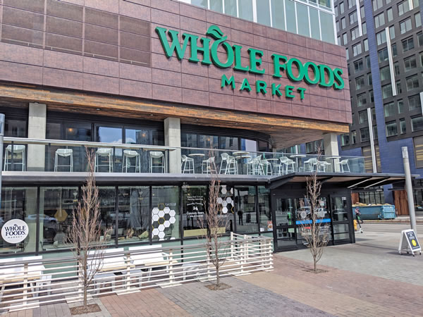 From this angle it's possible to see both NanaWall systems surrounding the exterior of the Whole Foods Market.