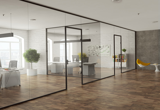 Modern Industrial Look with Glass Partitioning System