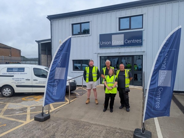 Union Glass are celebrating a strategic expansion of its Southwest operations with the recent acquisition of Plymouth-based Armada Glass and Glazing. Photo features L-R: Jordan Graveson, Nigel Brown, Steve Sneap, and Terri Hollins