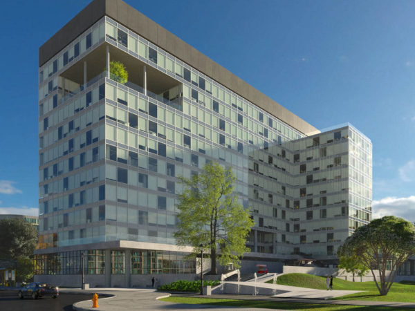 A picture icon allows users to quickly download an image of their current selection. This simulation shows an office building in sunny conditions, with a Solarban® 60 glass façade with warm gray Spandrelite™ glass.