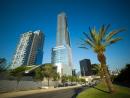The 68-story KOI Tower in Monterrey, Mexico, features a facade composed primarily of double-pane insulating glass units (IGUs) fabricated with Solarban® R100 Optiblue® glass by Vitro Architectural Glass.