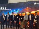 From the left: Christoph Sedtke from HEGLA, Kimmo Kuusela & Sasu Koivumäki from Glaston, Peter Schiavello, Michael Kruger & Michael Gleeson from Glassworks, Jochen H. Hesslebach from HEGLA and Sandro Ianni from Glaston (Elegant IG)