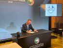 Ron Vaupel, President and CEO of Guardian Industries, signing the Memorandum of Understanding during the U.S.–Saudi Business Forum in Washington, D.C.