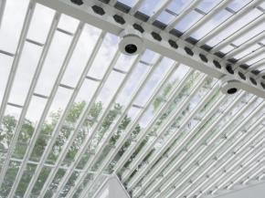 Restored Glass House Sculpture Gallery features Solarcool Gray tinted glass