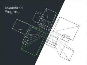 The key visual and Experience Progress slogan are both a message and an invitation to experience new products and digital services live at the Schüco exhibition stand 301 in Hall B1.