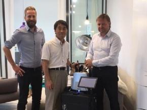 Correns Corporation's Mr. Yasuhiko Kojima with Sparklike's CEO  Mr. Miikkael Niemi and Sales Director Mauri Saksala