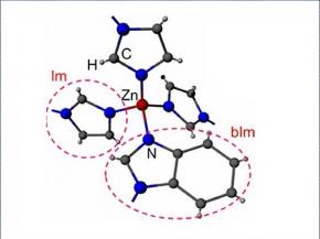 The structure of ZIF-62, ( zinc imidazolate,benzimidazolate) showing the tetrahedral structure in two dimensions.  Image: Ang Qiao / Penn State
