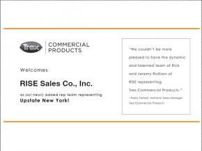 Trex Commercial Products Welcomes RISE Sales Co., Inc. to the Team