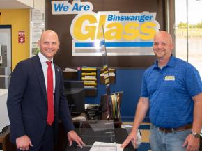 Kansas Secretary of State Inspects Voting Shields at Binswanger Glass