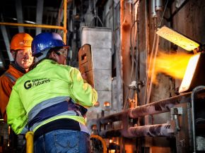 Image by Bernard Platt, taken during an industrial scale trial of biofuels at Pilkington UK (NSG Group) in 2022 that showed carbon savings of circa 70-80% of CO2 vs. natural gas, proving the technical feasibility to decarbonise glass manufacturing.