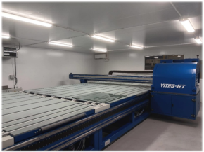 Newly installed digital printer Vitro-Jet FC Type and rest of machines in-line of the complete Turn-Key solution at Forserum Safety Glass AB