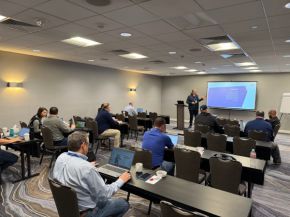 A+W's Eike Luh with PFG Glass' Ryan MacDonald presenting on A+W Smart Delivery.