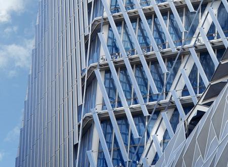 Facade detail of the Capital Market Authority Tower, Riyadh. Joint venture between Omrania and HOK.