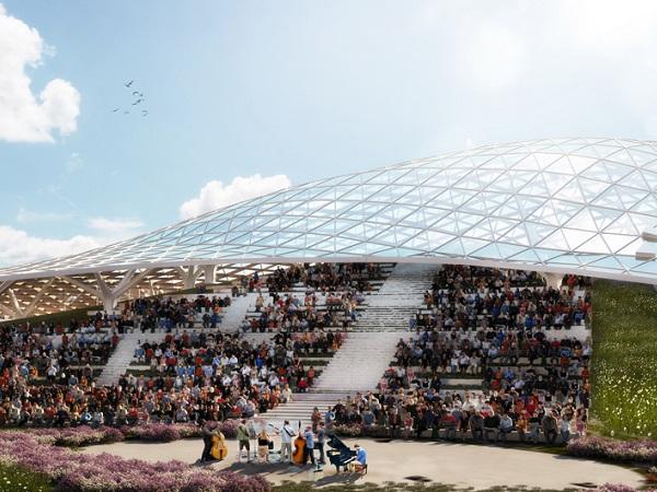 Artist impression of the completed grid shell structure