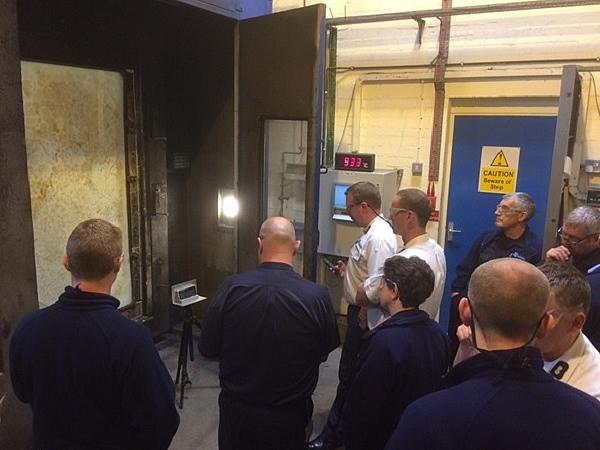 Firefighters get behind the scenes look at a fire test furnace