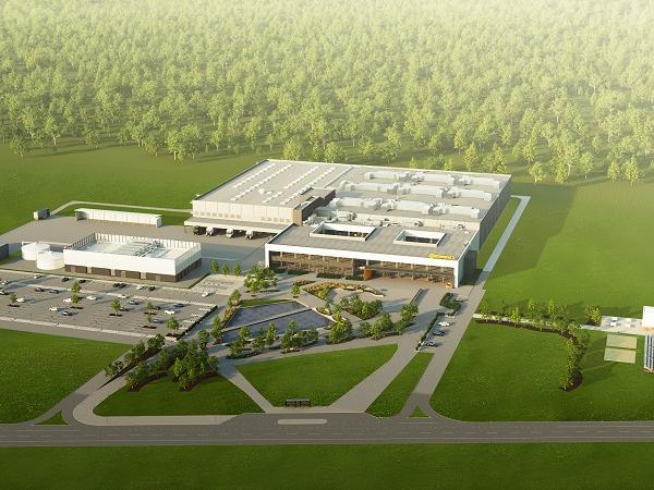 Architectural Rendering of Continental Automotive’s new Kaunas, Lithuania factory to produce electronic components including Intelligent Glass Control Systems to control Research Frontiers SPD-SmartGlass.