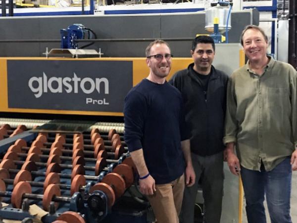 From the left: Rob Carlson, Tristar Glass, Hamed Tabatabaei, Glaston and Tim Kelley, Tristar Glass