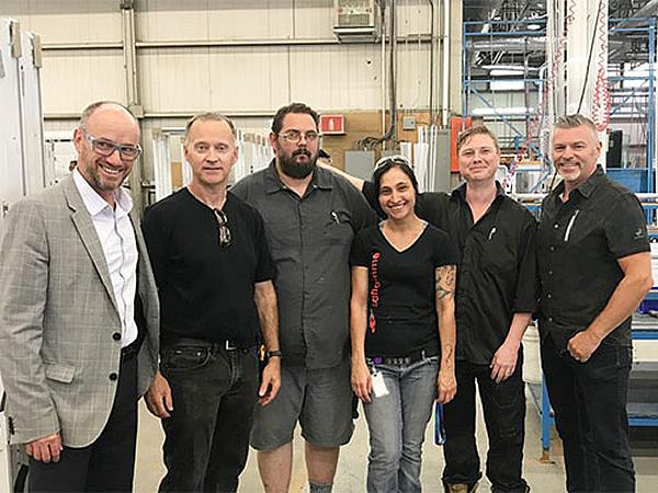 Benoit Alain, President and CEO of Atis Group, Raymond Comeau, President of the Laflamme workers union accompanied by union executives Yves Gosselin, Emmanuelle Gagné and Sacha Fournier, and by Éric Gilbert, Director Commercial Sales, Atis Group