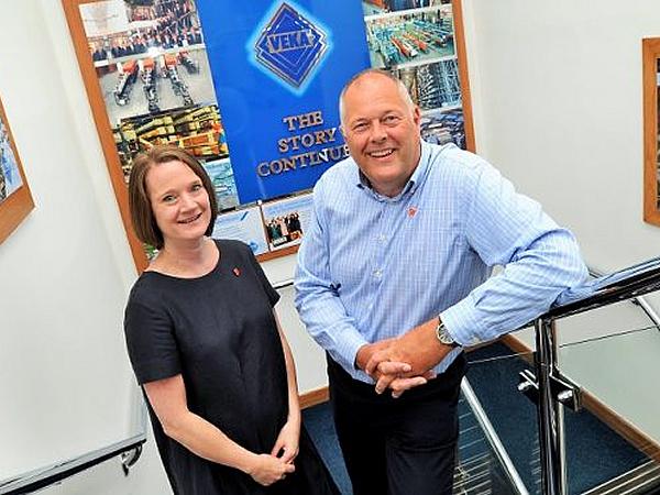 David Jones, Managing Director of Burnley-based VEKA UK Group with Rachel McQueen, Chief Executive of Marketing Lancashire. Picture by Paul Heyes.