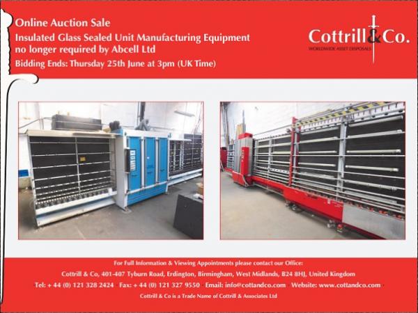 Online Auction Sale: Insulated Glass Sealed Unit Manufacturing Equipment no longer required by Abcell Ltd