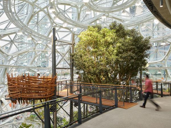 The Spheres, Amazon’s glass-domed headquarters in downtown Seattle, was constructed with Solarban® 60 and Starphire Ultra-Clear® glasses by Vitro Architectural Glass.