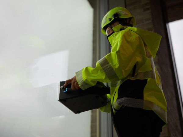 Sparklike Laser Portable being used on a window