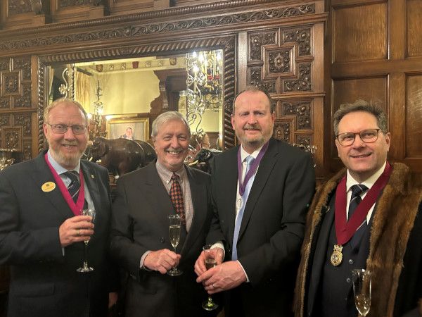 Matthew Demmon and Stuart Hakes with fellow Glass Sellers liverymen Dave Fordham and John Agnew. 